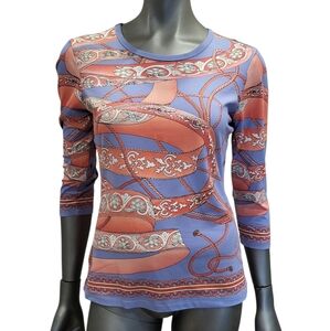 139B. J.  McLaughlin Women's Top in Blue and Pink - Size Small